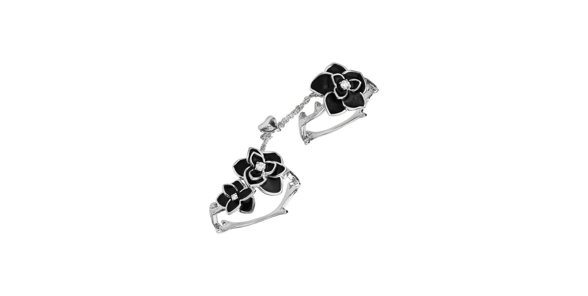 Diamond ring and Enamel Eclipse of Flowers