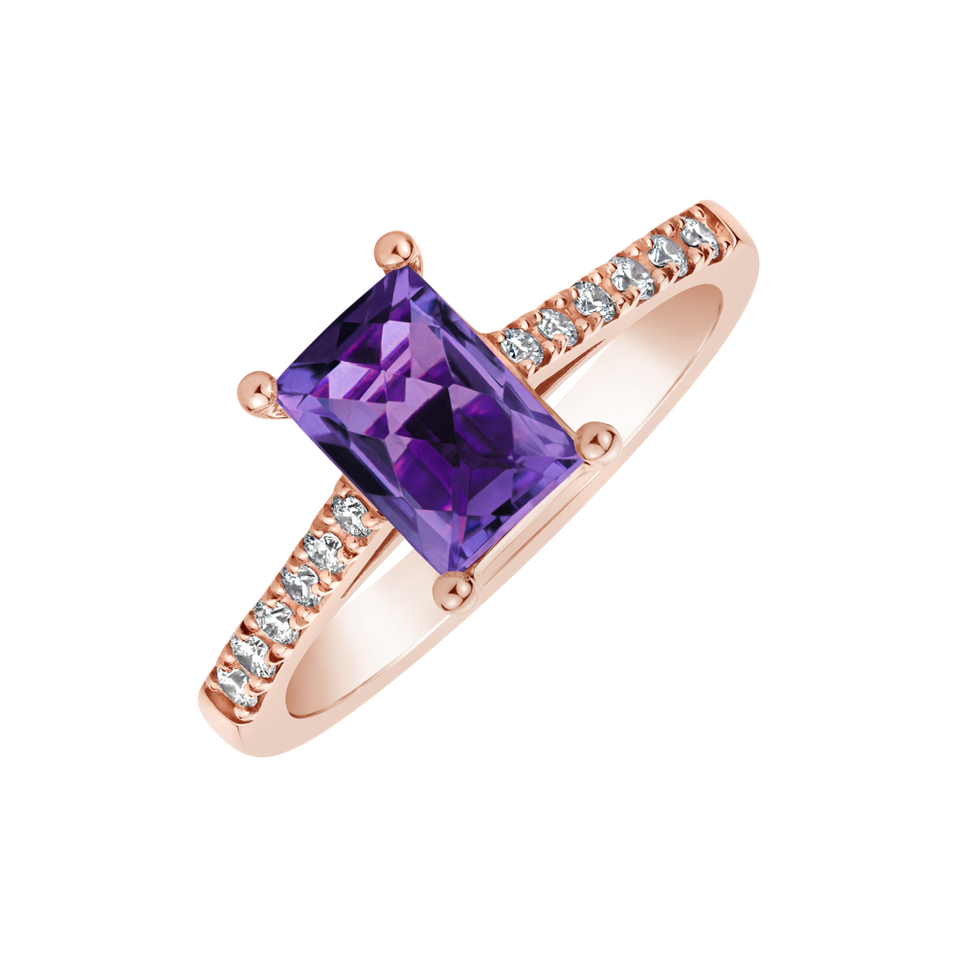 Diamond rings with Amethyst Miracle Gem