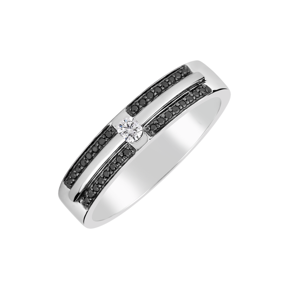 Ring with black and white diamonds Shine Andromeda