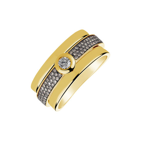 Ring with brown and white diamonds Mélanie