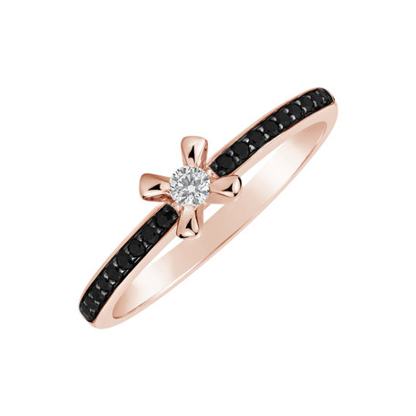 Ring with black and white diamonds Moonlight Ray