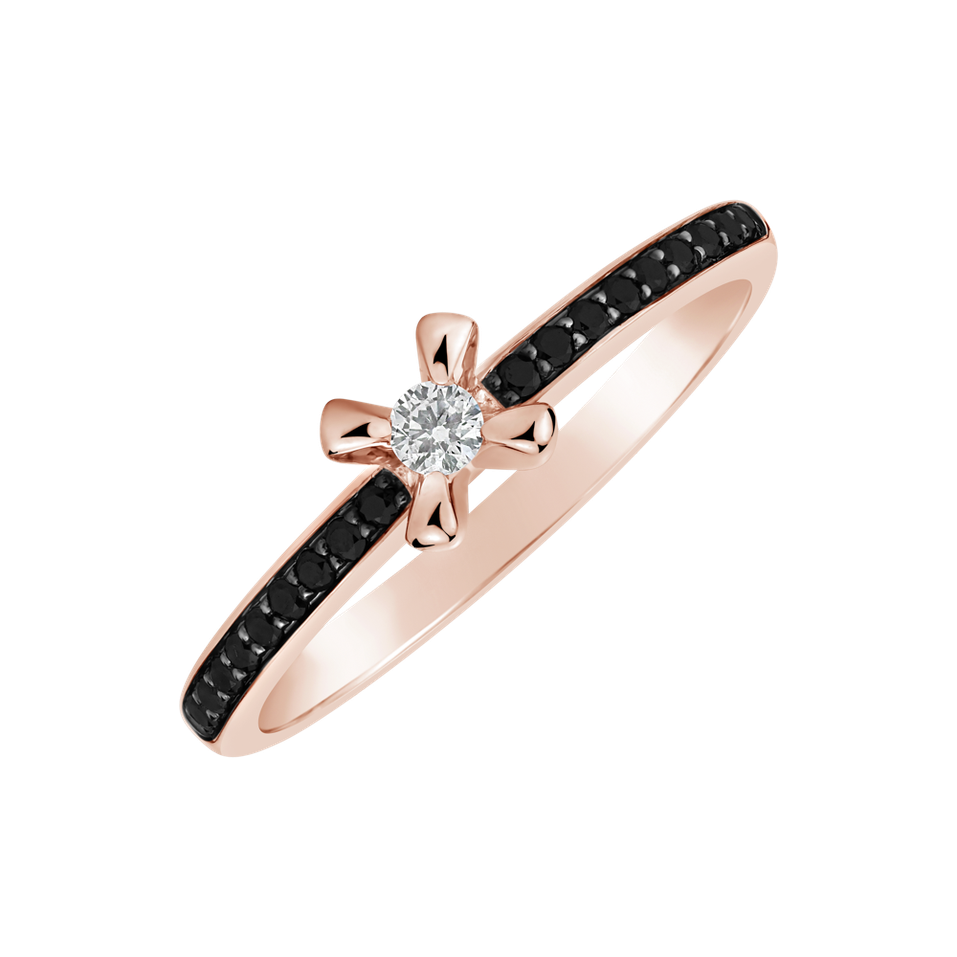 Ring with black and white diamonds Moonlight Ray