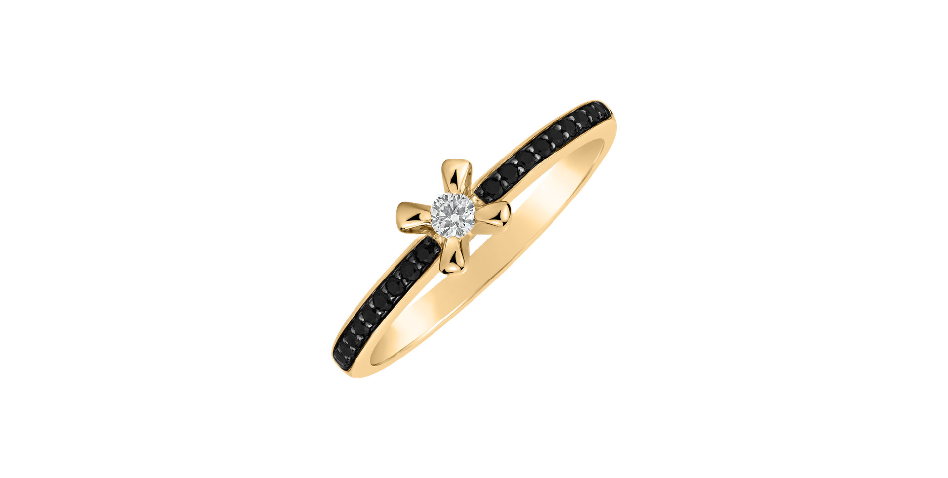 Ring with black and white diamonds Moonlight Ray