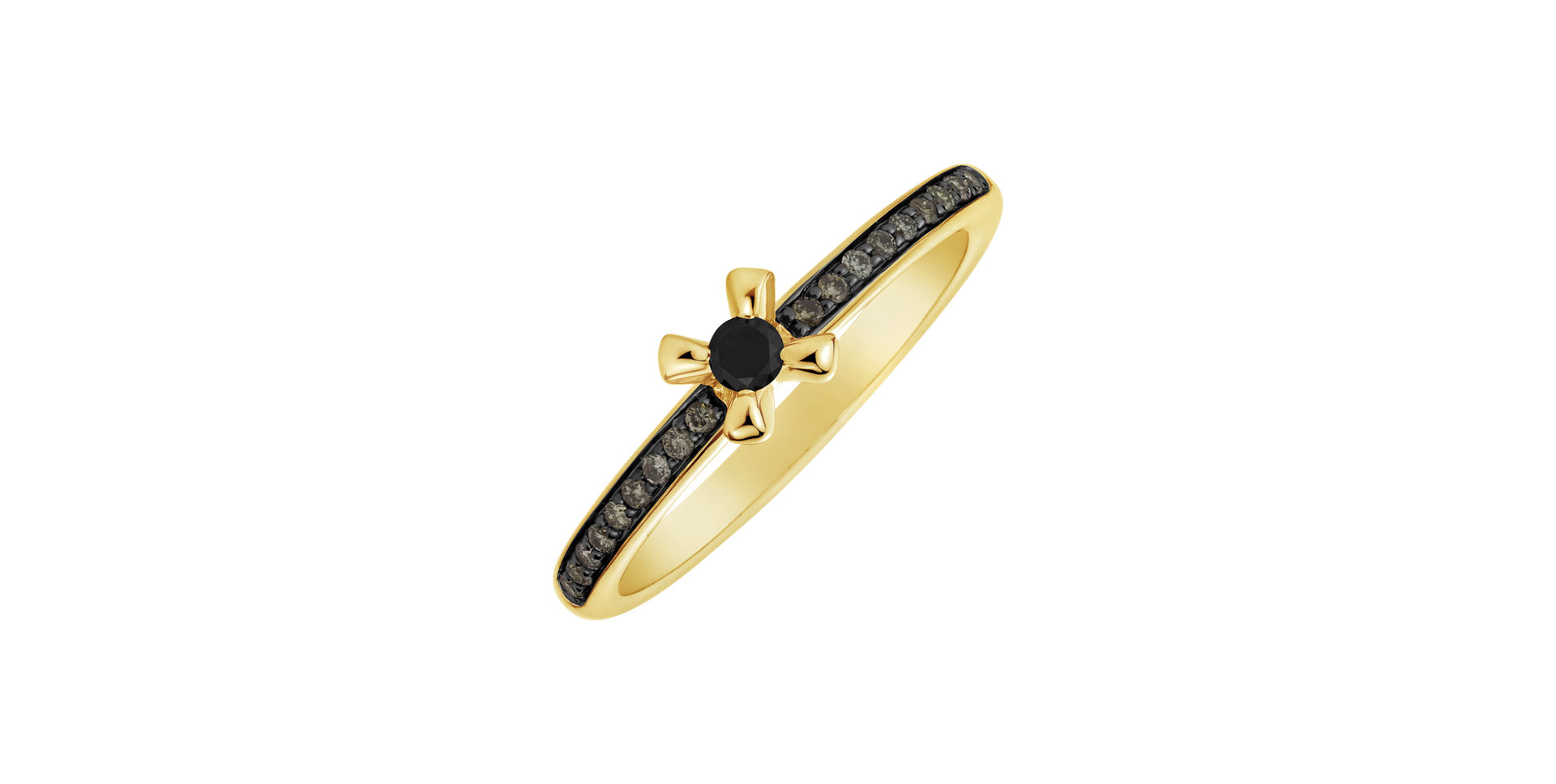 Ring with brown and black diamonds Moonlight Ray