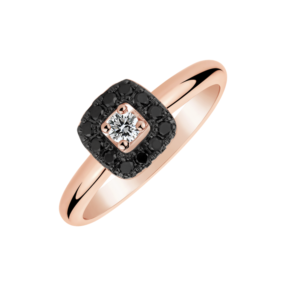 Ring with black and white diamonds Charming Space