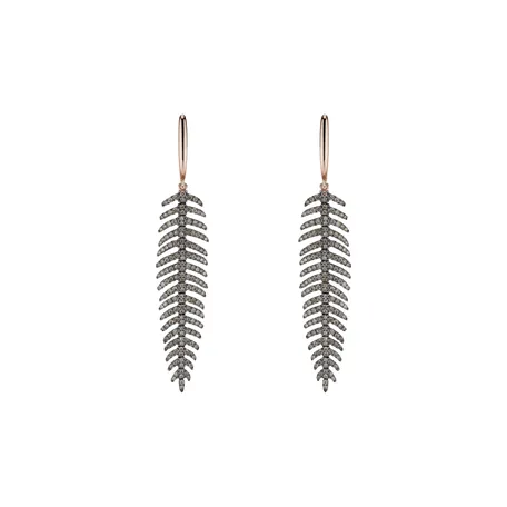 Earrings with brown diamonds Galaxy Feather