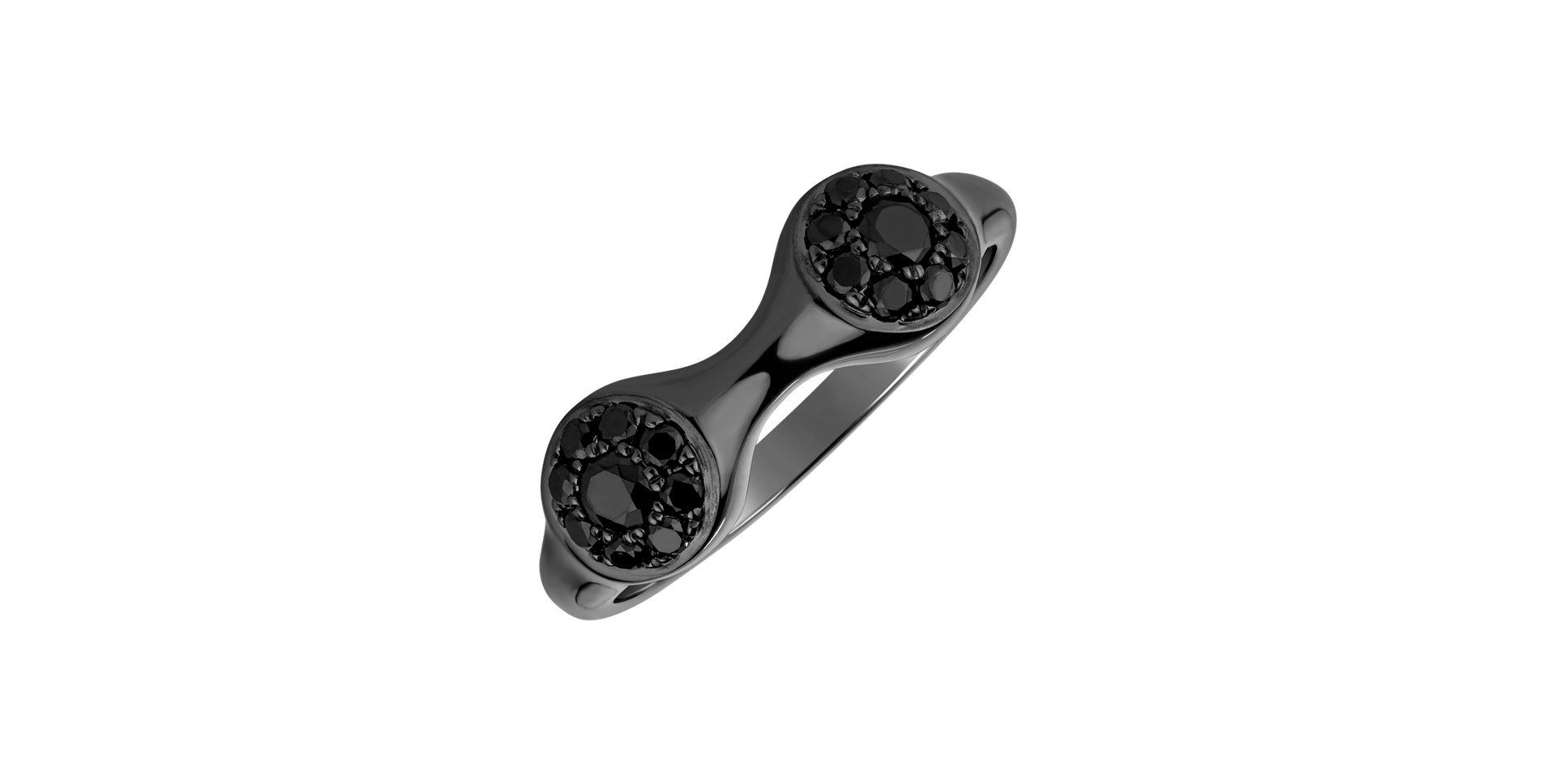 Ring with black diamonds Space Kiss