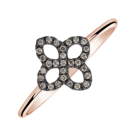Ring with brown diamonds Glamorous Petals