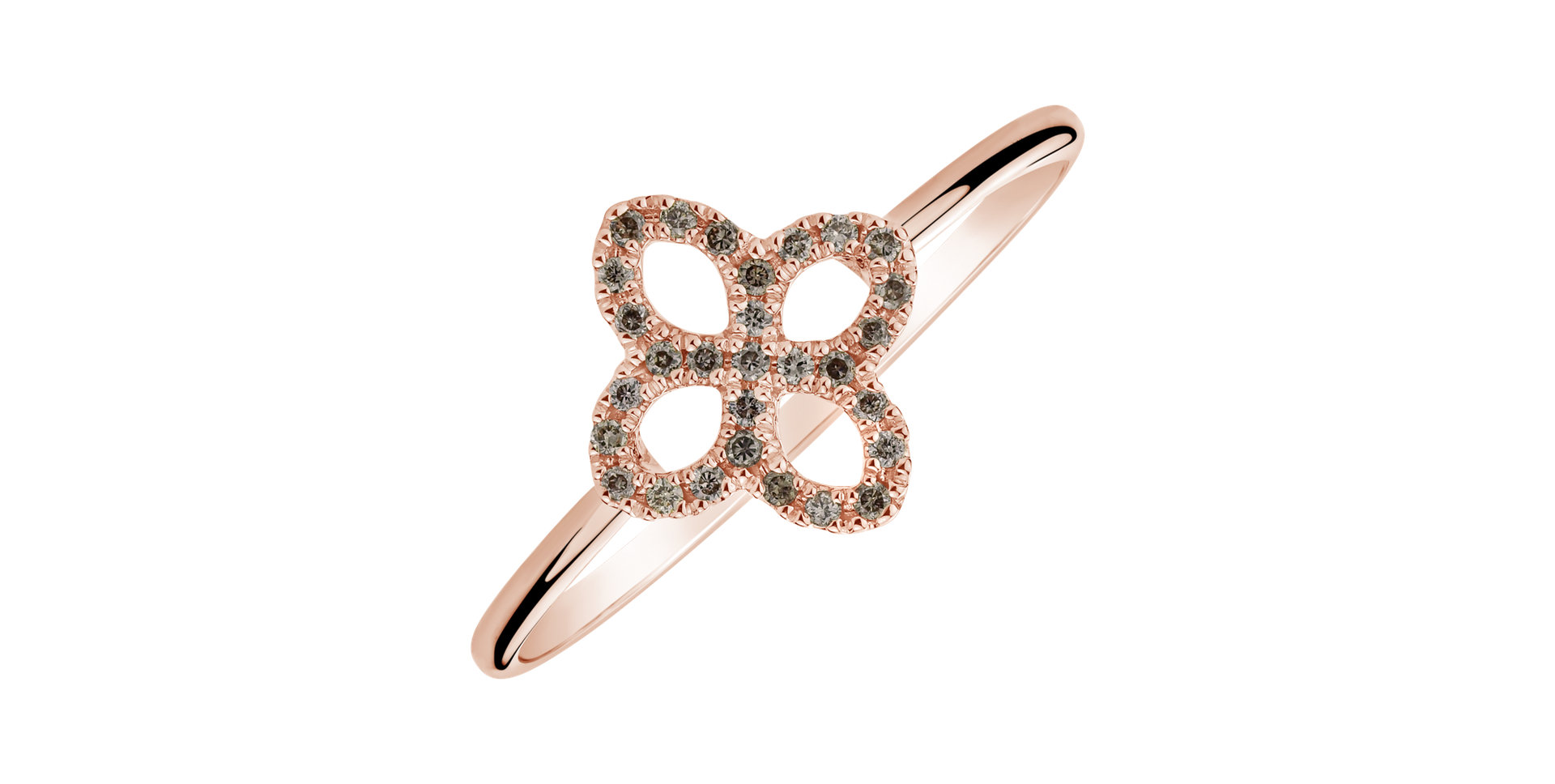 Ring with brown diamonds Glamorous Petals