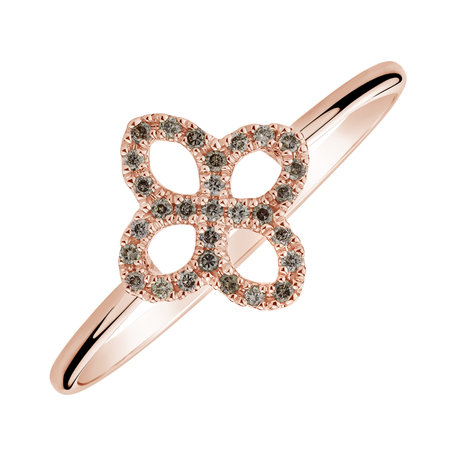 Ring with brown diamonds Glamorous Petals