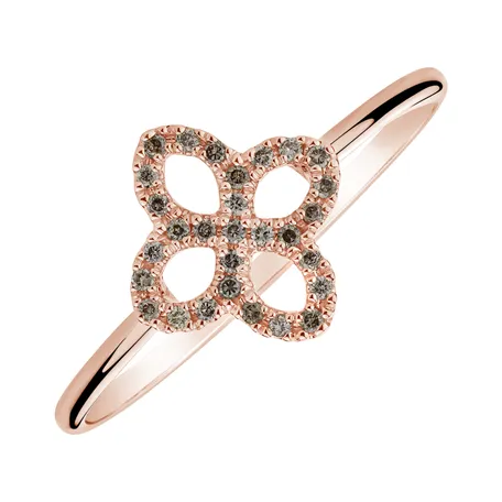 Ring with brown diamonds Glamorous Petals