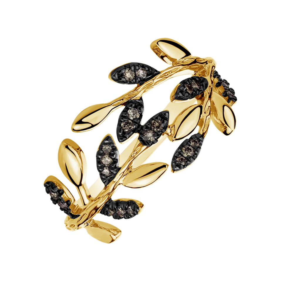 Ring with brown diamonds Heavenly Leaves