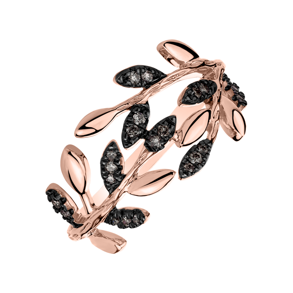 Ring with brown diamonds Heavenly Leaves