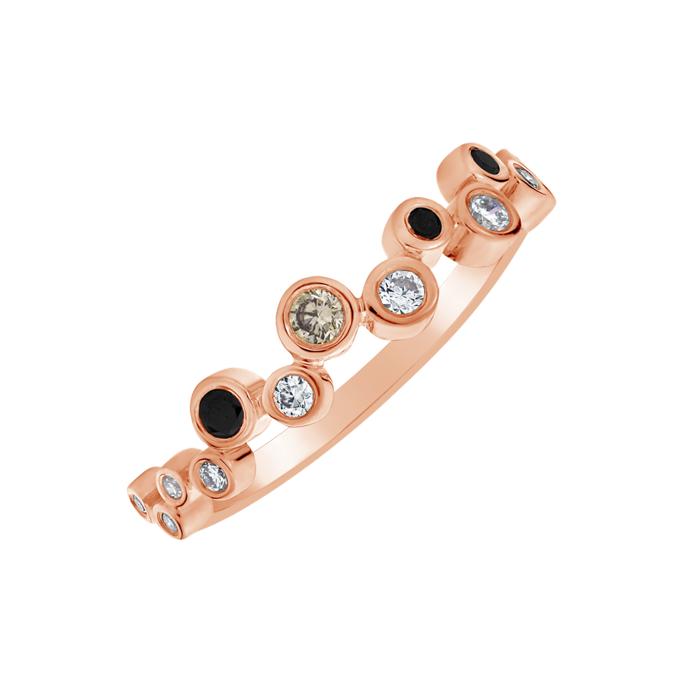 Ring with white, brown and black diamonds Virgin Tears
