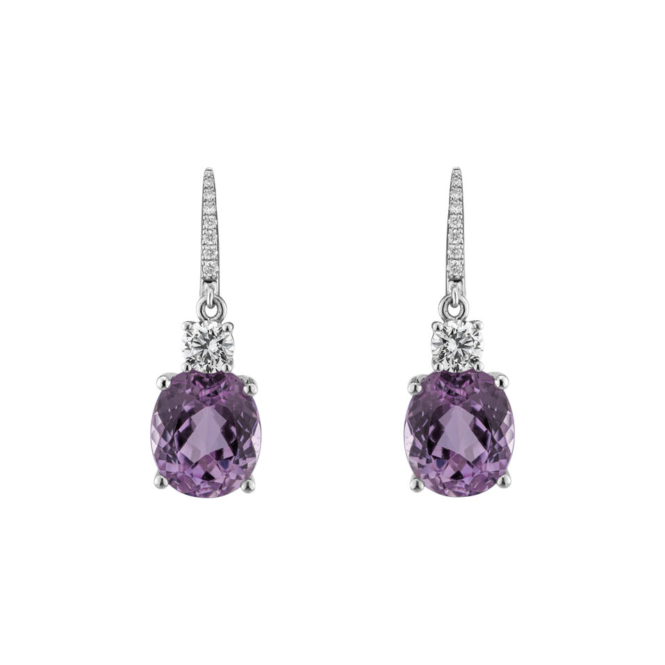 Diamond earrings with Kunzite Princess Memory