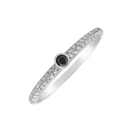 Ring with black and white diamonds Angel Ray