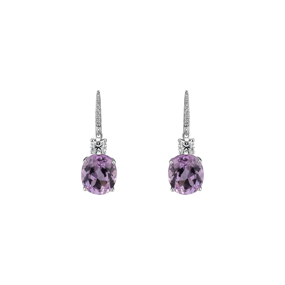 Diamond earrings with Kunzite Princess Memory