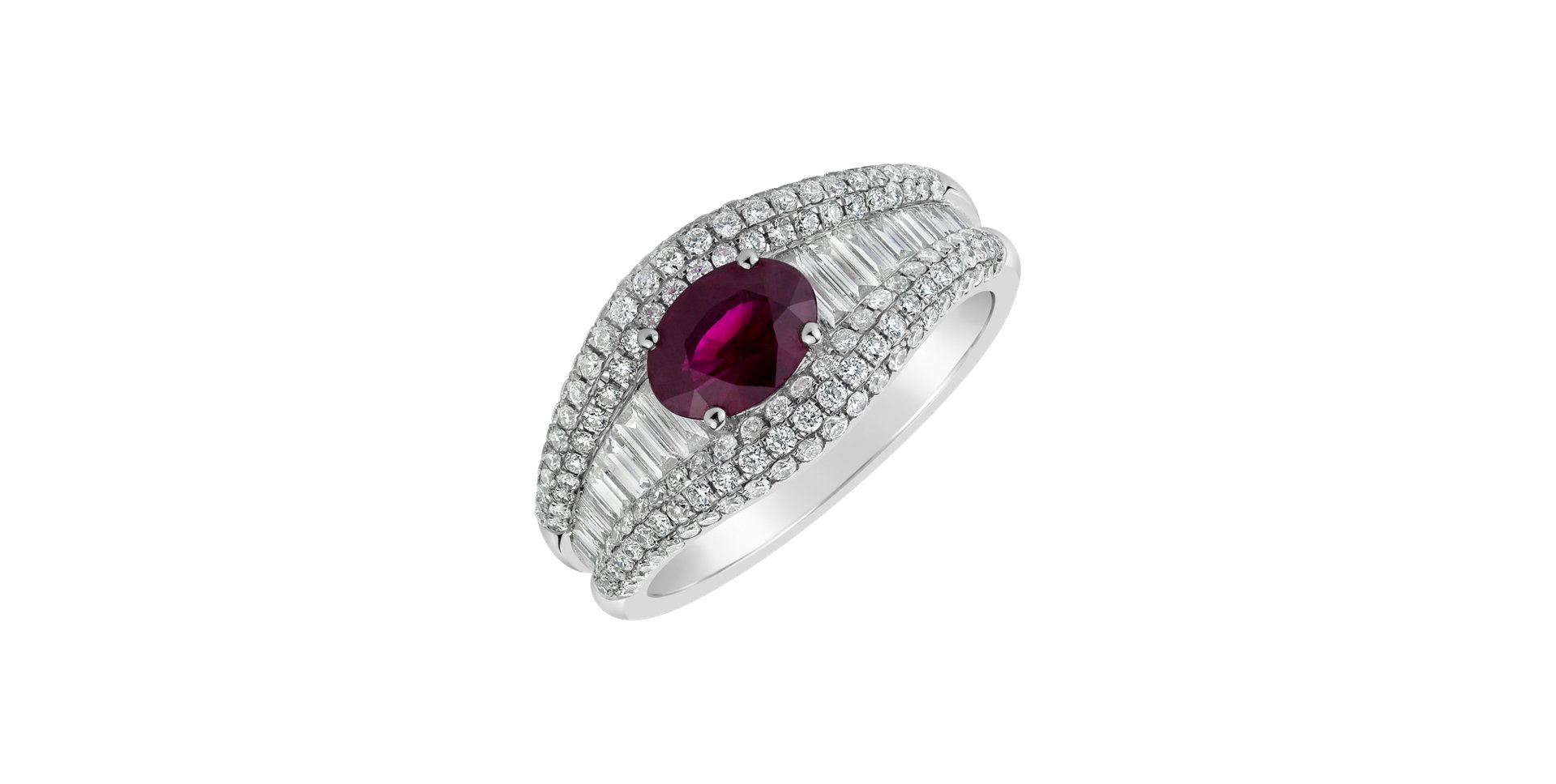 Diamond ring with Ruby Magnolia