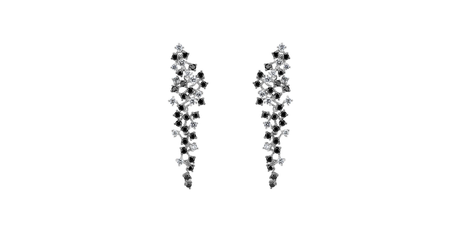 Earrings with black and white diamonds Sparkling Waterfall