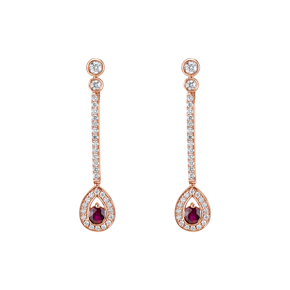 Diamond earrings with Ruby Glamour Drop