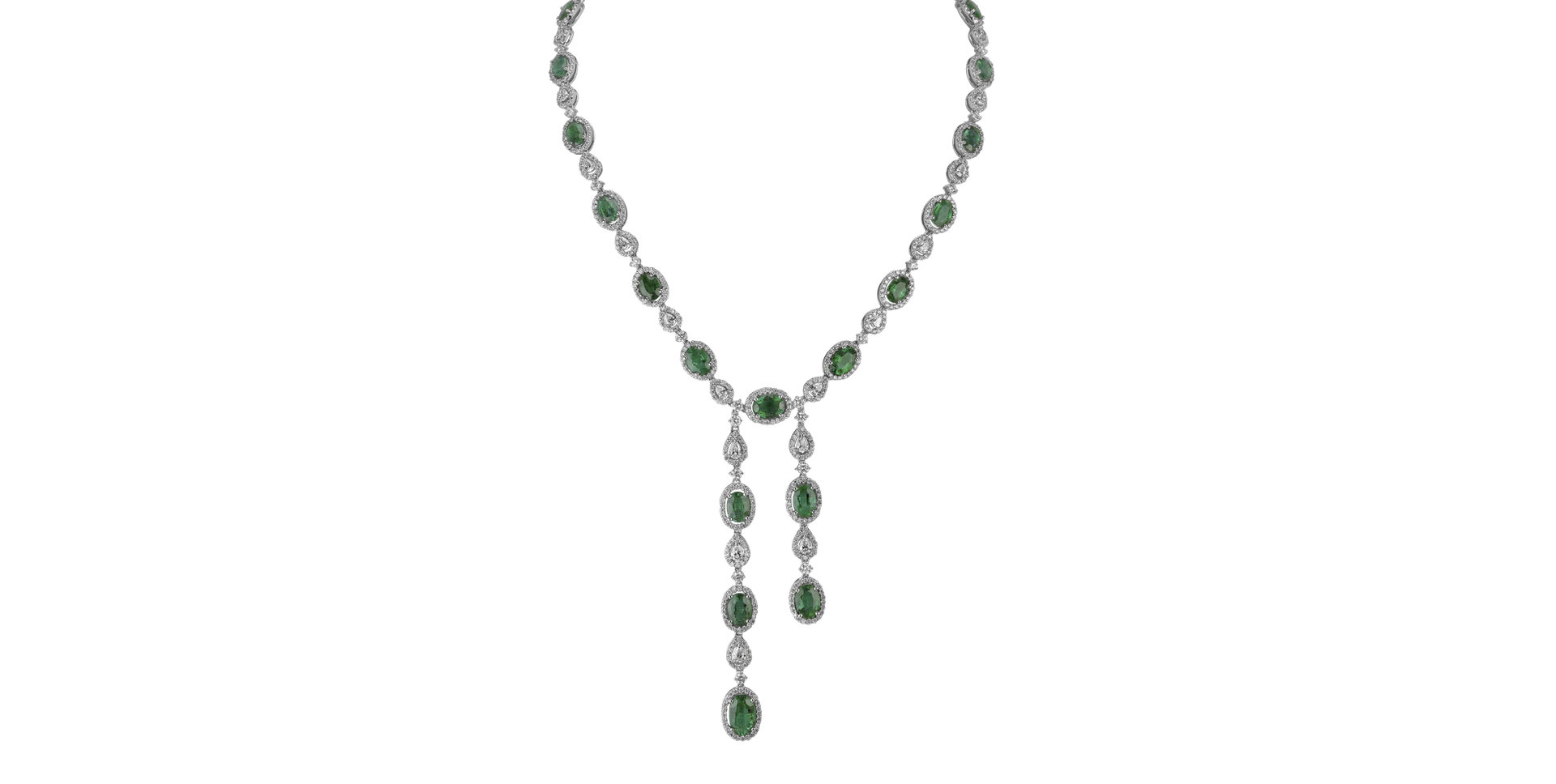 Diamond necklace with Emerald Emerald Ribbon