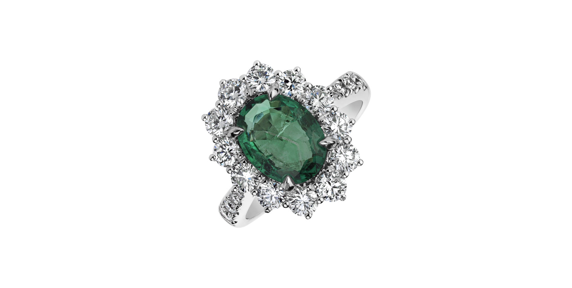 Diamond ring with Emerald Emerald Star