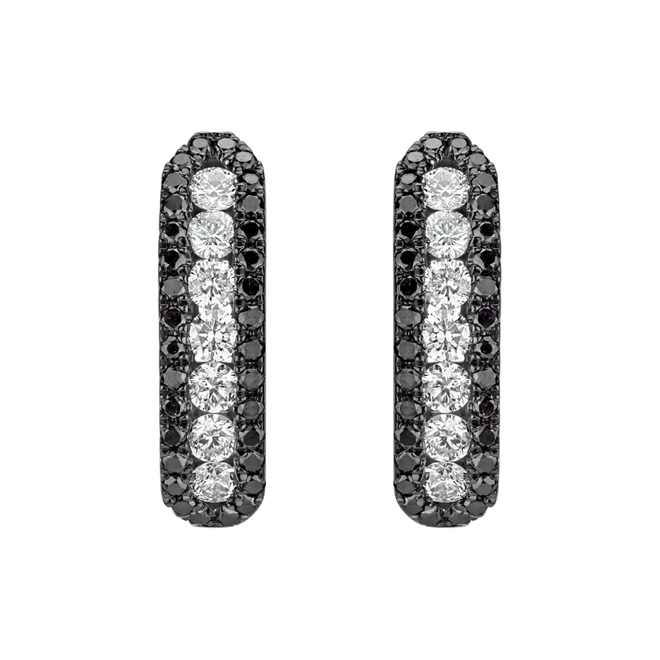 Earrings with black and white diamonds Midnight Dream