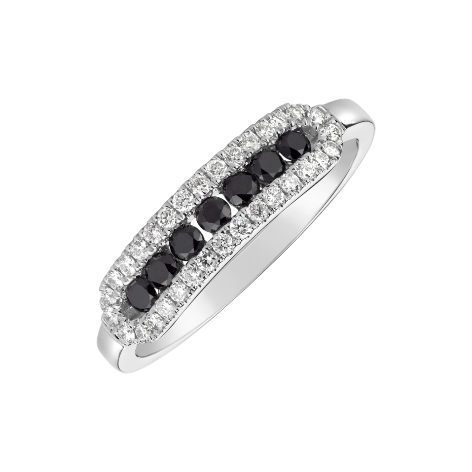 Ring with black and white diamonds Bright Life