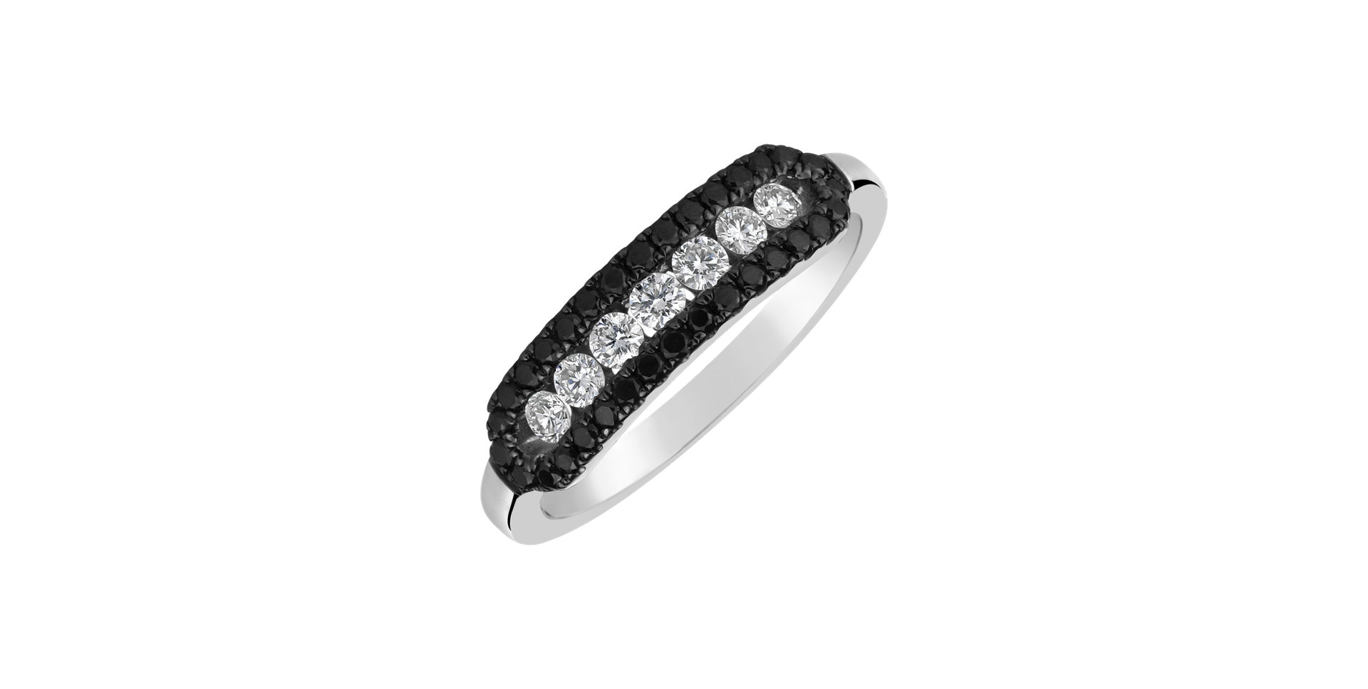 Ring with black and white diamonds Bright Life