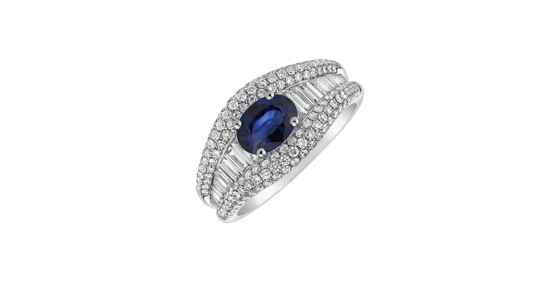 Diamond ring with Sapphire Magnolia