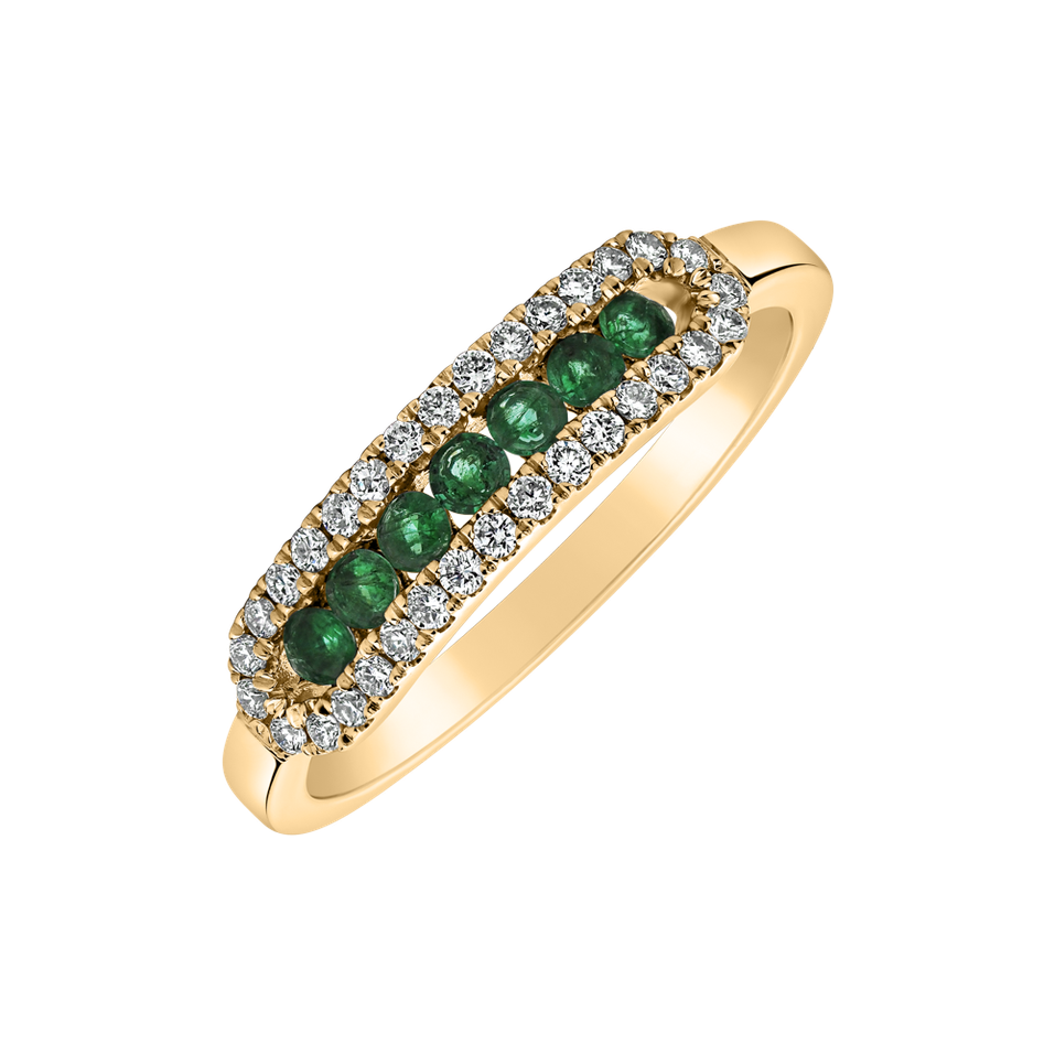 Diamond ring with Emerald Bright Life