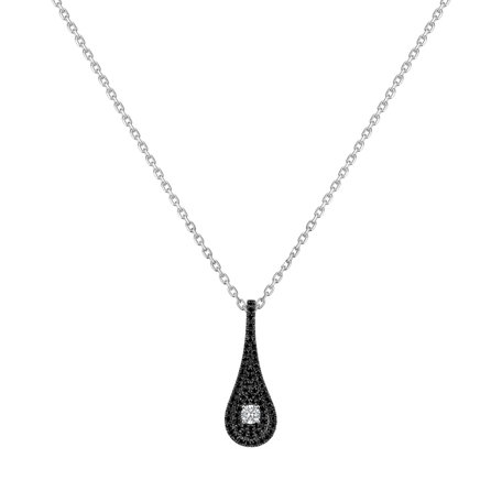Pendant with black and white diamonds Classy Drop