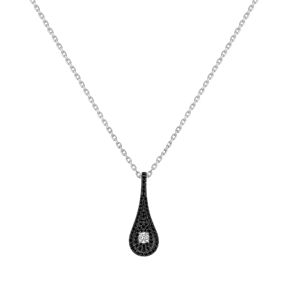 Pendant with black and white diamonds Classy Drop