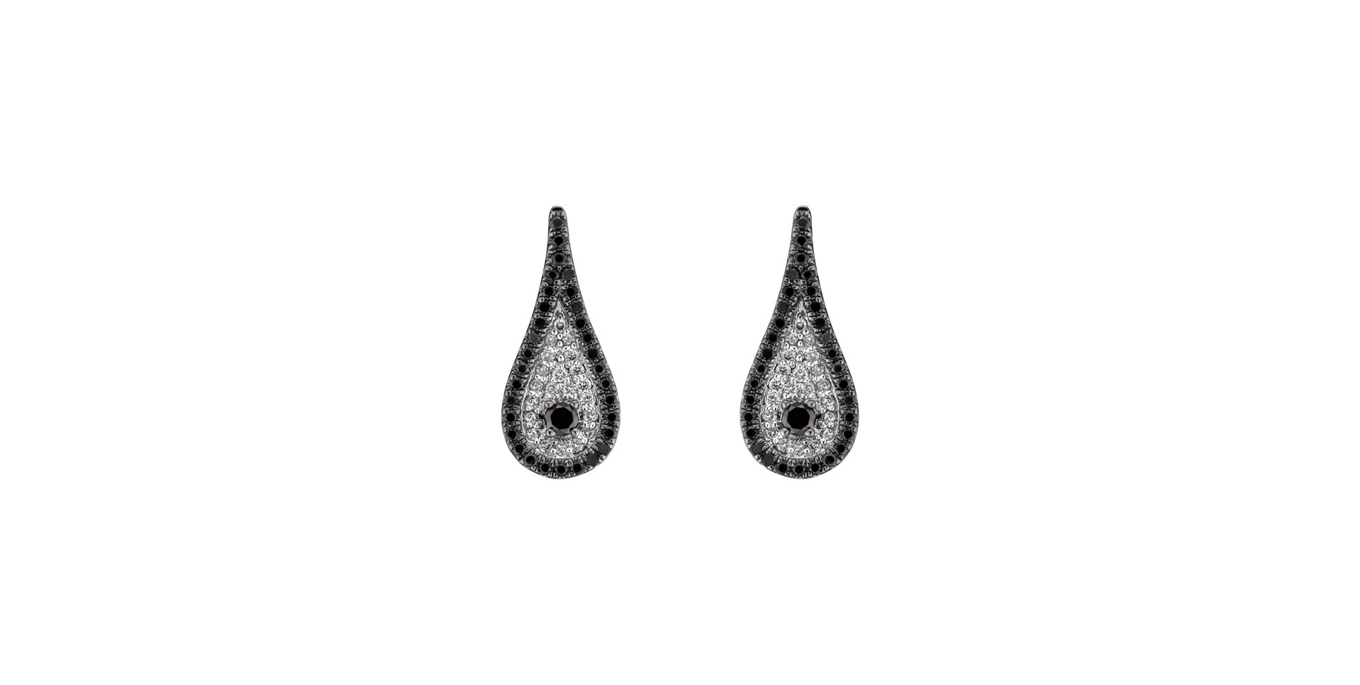 Earrings with black and white diamonds Tears of Joy