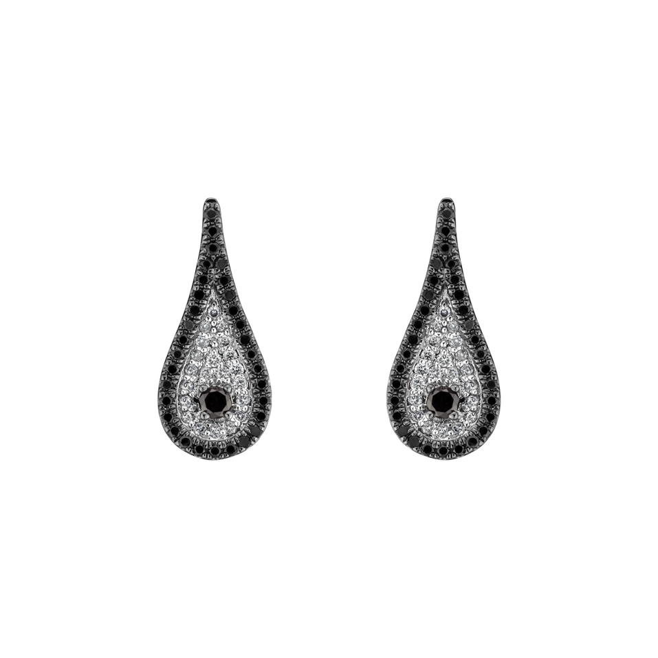 Earrings with black and white diamonds Tears of Joy