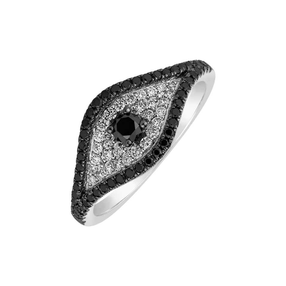 Ring with black and white diamonds Bright Vision