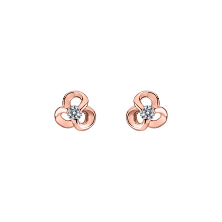 Diamond earrings Curled Flower