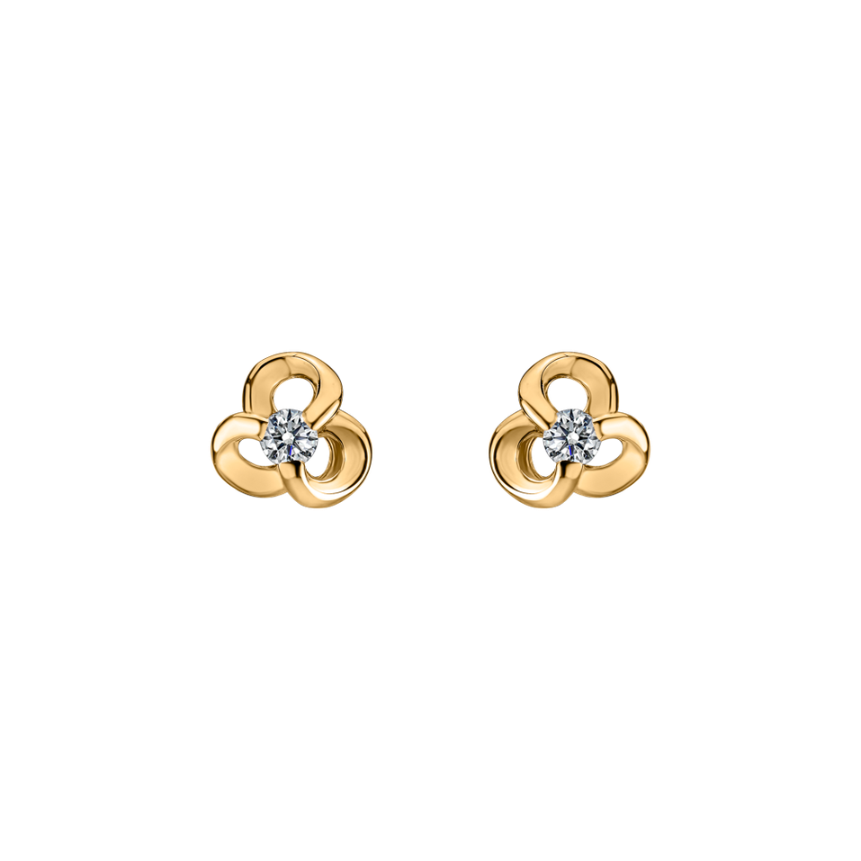 Diamond earrings Curled Flower