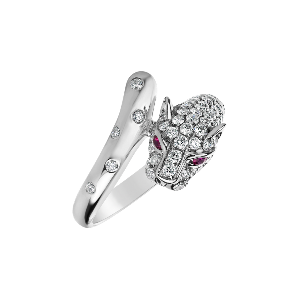 Diamond ring with Ruby Ruby Eyes