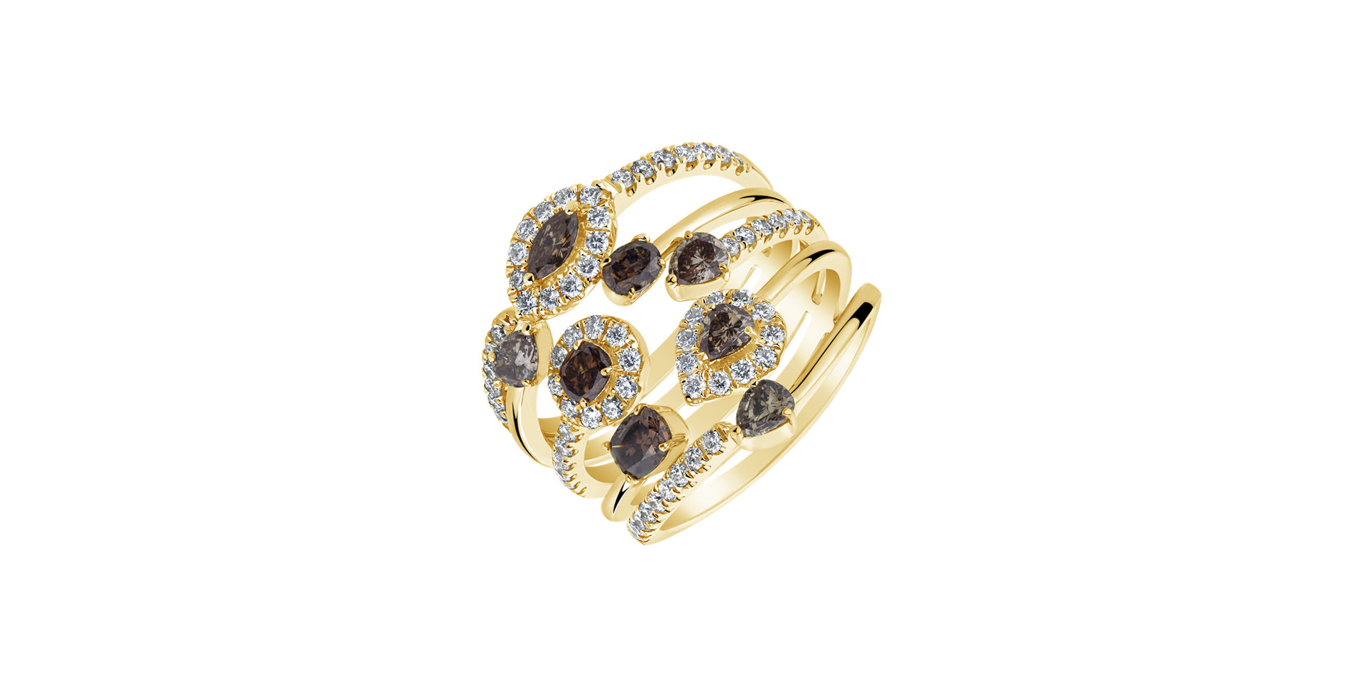 Ring with brown and white diamonds Midnight Helix