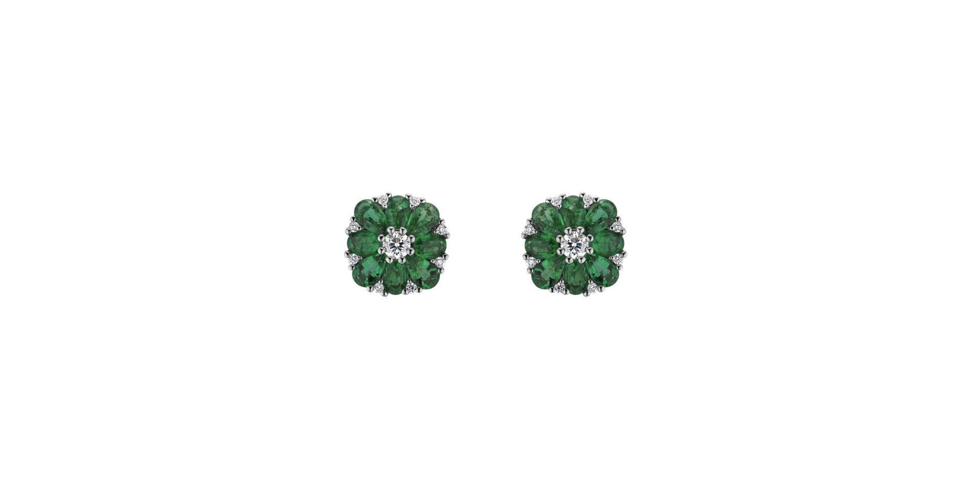 Diamond earrings and Emerald Simple Delight