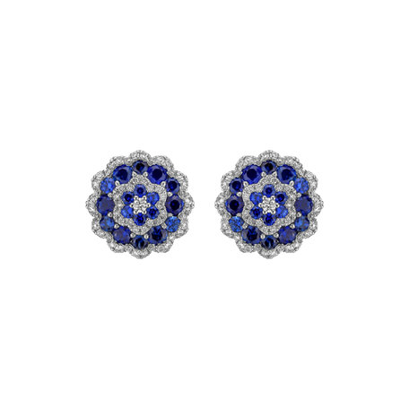 Diamond earrings and Sapphire Luxurious Mandala