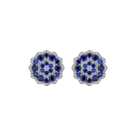 Diamond earrings and Sapphire Luxurious Mandala