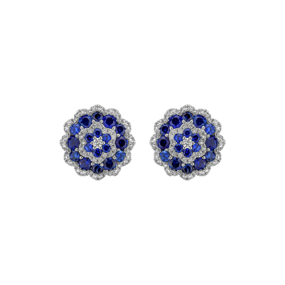 Diamond earrings and Sapphire Luxurious Mandala