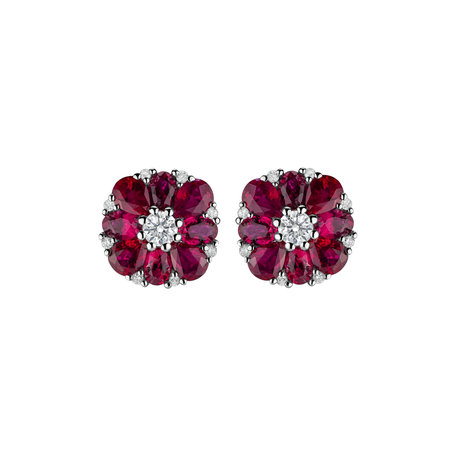 Diamond earrings and Ruby Red Blossom