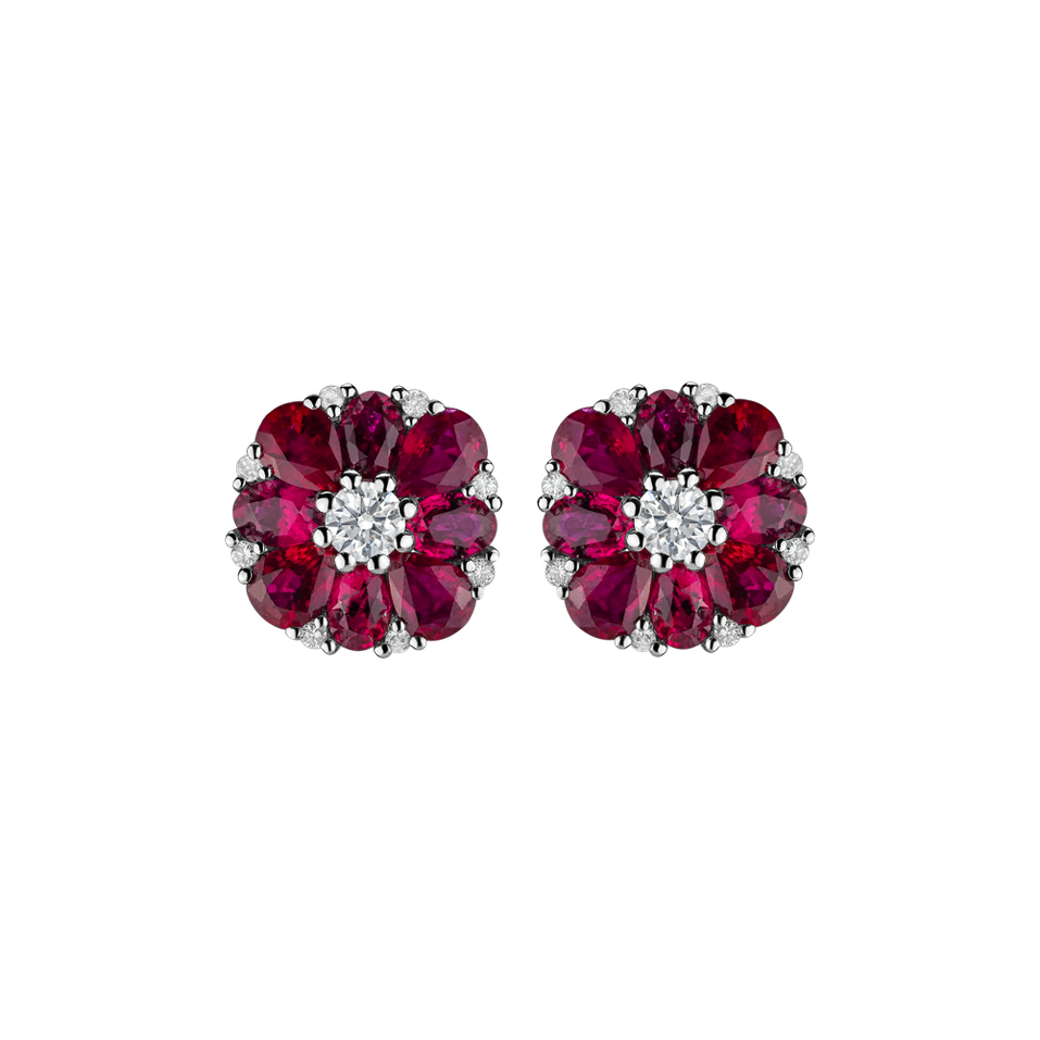 Diamond earrings and Ruby Red Blossom