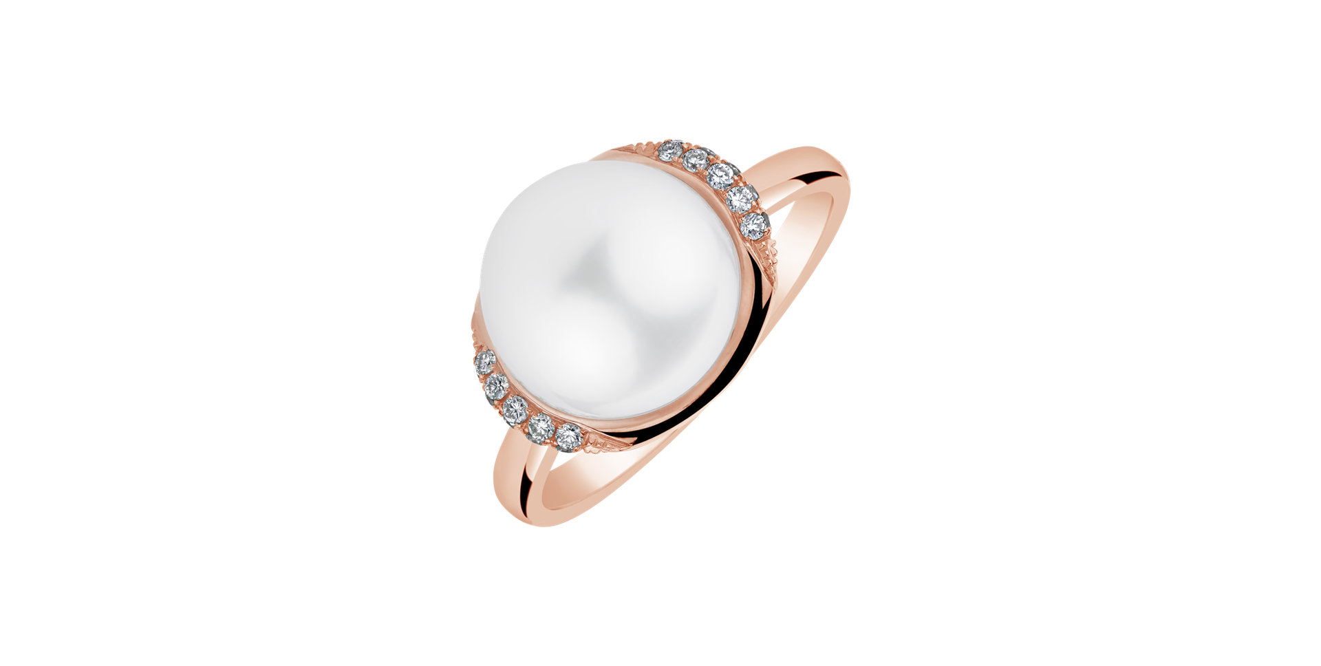 Diamond ring with Pearl Nuvole Bianche