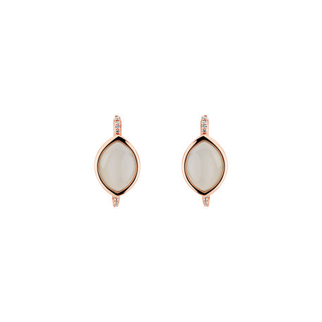 Diamond earrings with Moonstone Misty Dream