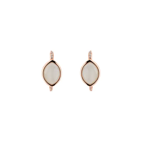 Diamond earrings with Moonstone Misty Dream