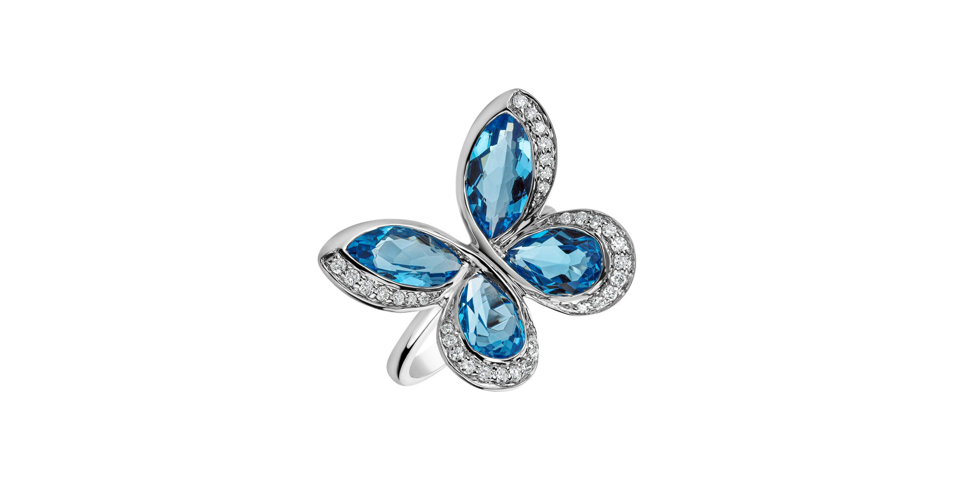Diamond ring with Topaz Sky Butterfly
